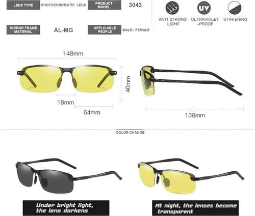 Vista 5 de Gafas de sol deportivas fotocromáticas polarizadas UV400 para hombre