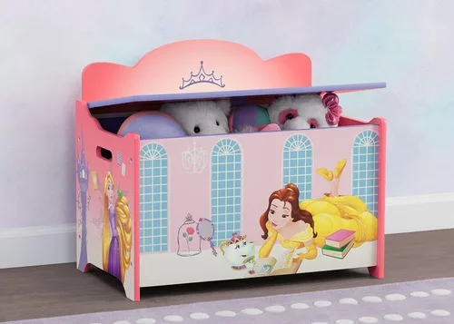 Vista 6 de Delta Children Silla tapizada, princesa Disney y caja de juguetes de lujo, princesa Disney