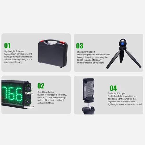Vista 4 de Temporizador láser inalámbrico para sprints, reloj de carreras infrarrojo alimentado por batería, cronómetro con reflector y soportes, temporizador
