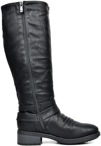 Vista 4 de DREAM PAIRS Botas de equitación hasta la rodilla para mujer de pantorrilla ancha