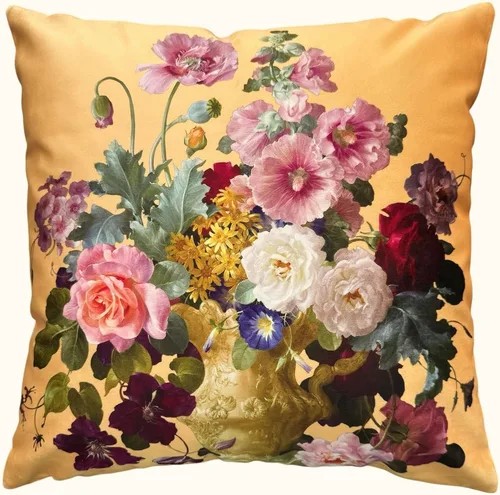 Vista 46 de Funda de cojín floral ligera de lujo, 18 x 18 pulgadas, pintura al óleo retro victoriana de doble cara, fondo negro, flor vibrante, funda de cojín