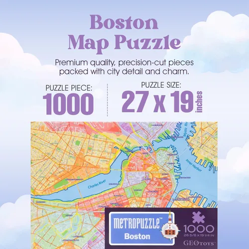 Vista 3 de Metropuzzle - Rompecabezas Boston de 27 x 19 pulgadas, 1000 piezas