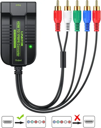 Vista 8 de LiNKFOR 1080P HDMI a Componente Convertidor Escalador HDMI a YPbPr Convertidor convertir HDMI a componente HDMI a video Convertidor HDMI a 5RCA RGB