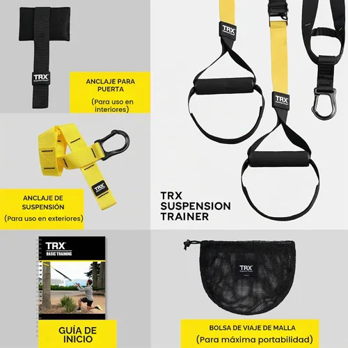 Vista 5 de TRX Formación. Entrenador de suspensión basic kit + ancla para puerta, complete full body entrenamientos para el hogar y en la carretera.