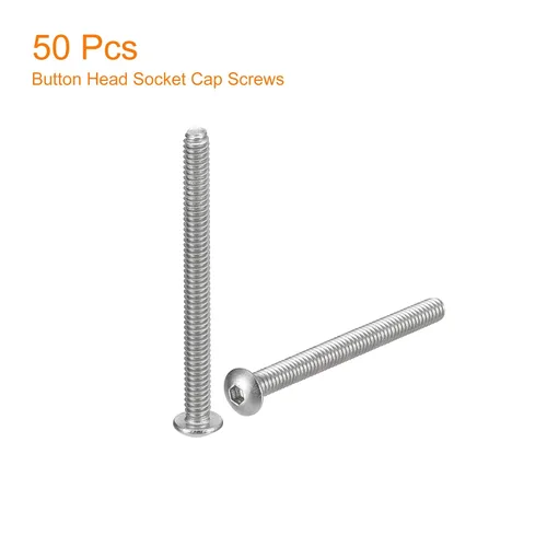 Vista 3 de uxcell #2-56x1 Tornillos con cabeza de botón y muesca hexagonal, 50 unidades de pernos hexagonales de acero inoxidable 304, tornillos allen de rosca