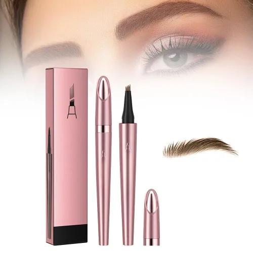 Vista 8 de 2 lápices de cejas impermeables, 4 puntas, maquillaje natural, trazo fino, mágico, 3D, microblading para mujeres (marrón oscuro)