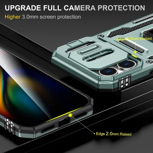 Vista 3 de Funda compatible con iPhone17 Pro con soporte, cubierta de cámara y protector de pantalla HD, doble capa a prueba de golpes, protección contra