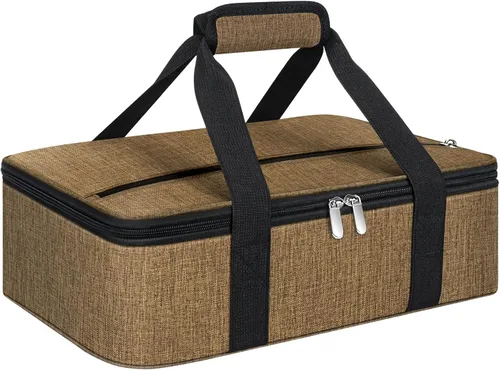 Vista 24 de Porta cacerolas aislado, porta ollas portátil para alimentos calientes o fríos, bolsa de lasaña para almuerzo para fiestas de comida, se adapta a