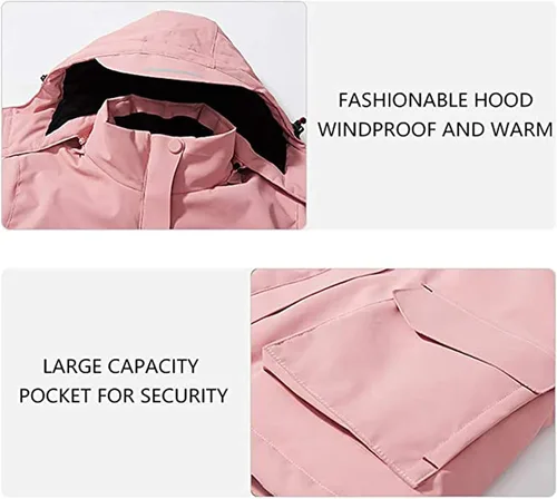 Vista 3 de Chaqueta térmica para mujer, chaqueta con capucha eléctrica delgada, adecuada para deportes al aire Libre, Ciclismo y motocicletas, Pesca, esquí