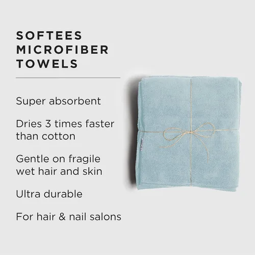 Vista 2 de Toallas de microfibra Fromm Softees para peluqueros, barberos, spa, gimnasio en Aqua, 16" por 29", 10 unidades. Toalla perfecta para el cuidado