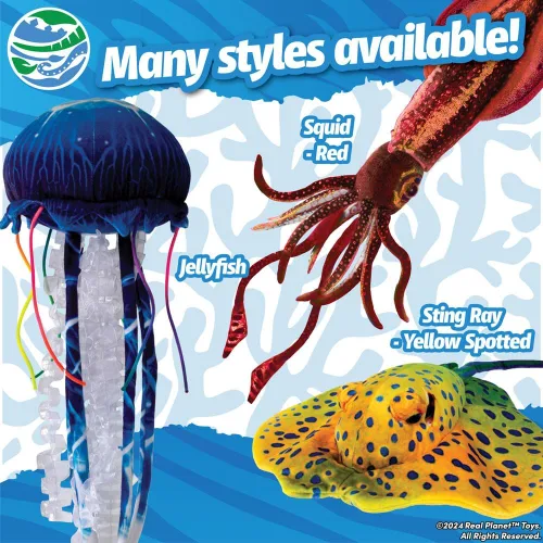 Vista 3 de Real Planet Peluche de calamar de 18 pulgadas, animales de peluche realistas, peluches de animales marinos, juguetes de peluche del calamar
