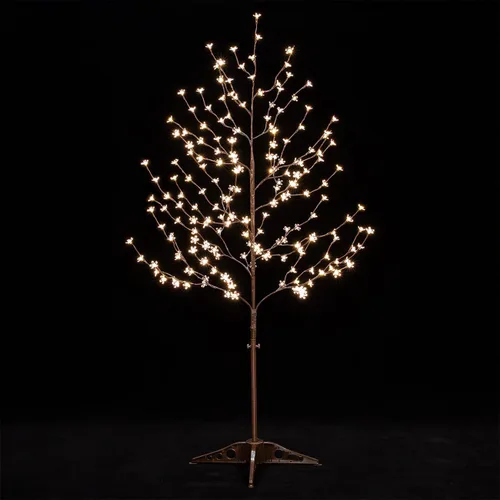 Vista 9 de TYBEEU Árbol de cerezo iluminado de 4 pies con 144 luces LED blancas cálidas para decoración de vacaciones, regulable, certificado UL, impermeable
