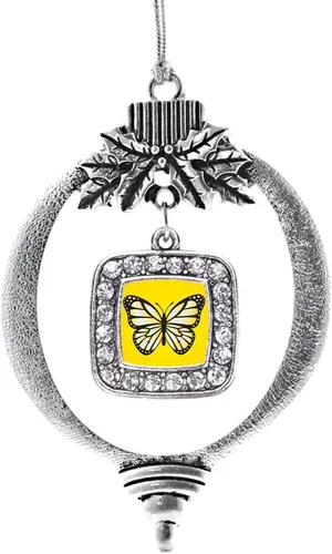 Vista 15 de Inspired Silver - Nana púrpura - Adorno de Navidad plateado - Adorno cuadrado para árbol de Navidad con circonita cúbica - Decoración colgante