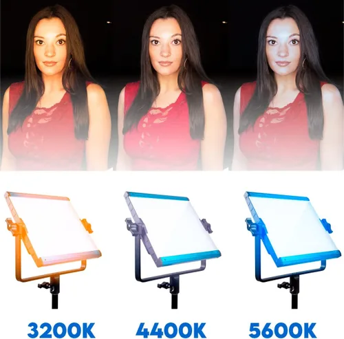 Vista 4 de Dracast X Series Bicolor LED500 Kit – 2 unidades incluye luces de panel, soportes, puertas de granero, estuche de viaje Control de aplicación