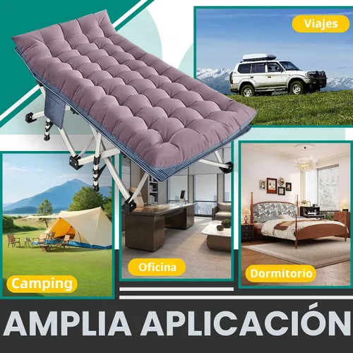 Vista 8 de Catre de camping XXL con colchón sobredimensionado de 32" de ancho, catre plegable resistente, catres cómodos para dormir, cama para invitados