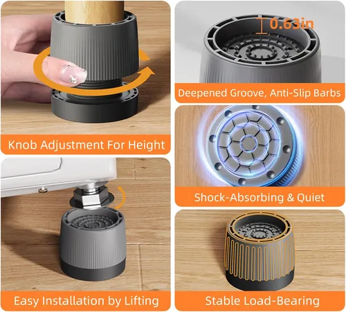 Vista 7 de Elevadores de sofá ajustables, elevadores de muebles resistentes para sofá, silla, patas de mesa, paquete de 4 elevadores de cama de ABS