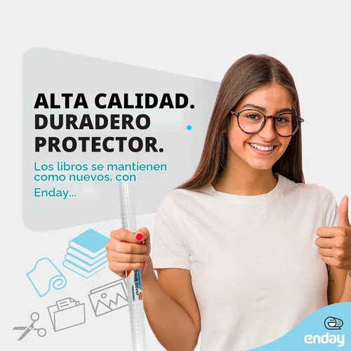 Vista 2 de Enday Papel de contacto transparente, 13.5 pulgadas x 5 pies, transparente autoadhesivo para libros y libros de texto para libros de texto y tapas