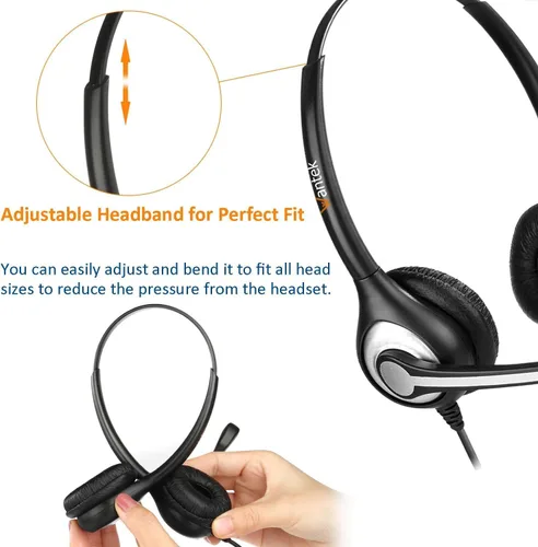 Vista 5 de Wantek audífonos de diadema con cable para teléfono con cancelación de ruidos. micrófono para ShoreTel Plantronics, Polycom, Zultys, Toshiba, NEC
