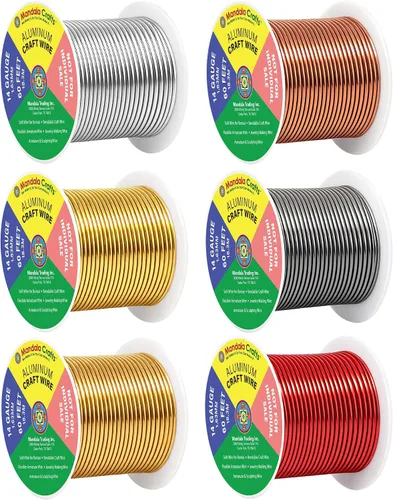 Vista 253 de Mandala Crafts - Alambre de aluminio anodizado de calibre 22 para hacer joyas - 137.2 m de alambre flexible surtido y coloreado - Doble para bonsái
