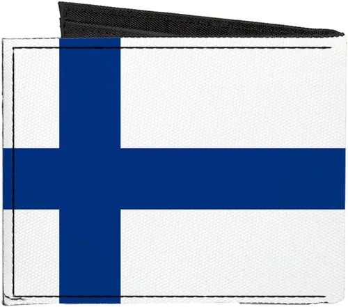 Vista 2 de Buckle-Down Billetera plegable de lona con bandera de Finlandia