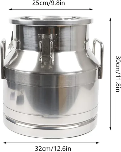 Vista 2 de Lechera de acero inoxidable de 3 galones de 12 litros, olla para lácteos con tapa sellada, cubo resistente 304, recipiente de almacenamiento