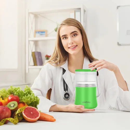 Vista 6 de Contenedor de yogur, recipiente de alimentos aislado, taza de cereales 2 en 1 sobre la marcha, tarro de alimentos aislado de acero inoxidable