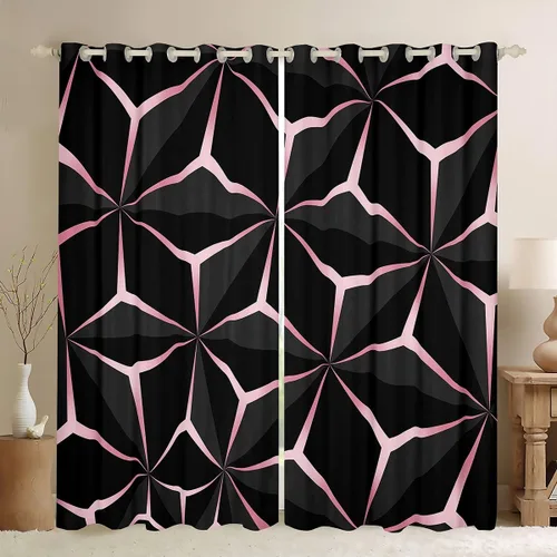 Vista 23 de Feelyou - Cortinas de ventana en forma de panal, tema geométrico hexagonal con luces de neón verdes, para chicos adolescentes y hombres, elegante