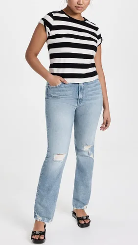 Vista 5 de MOTHER Jeans Rider Skimp de talle alto para mujer, Negro