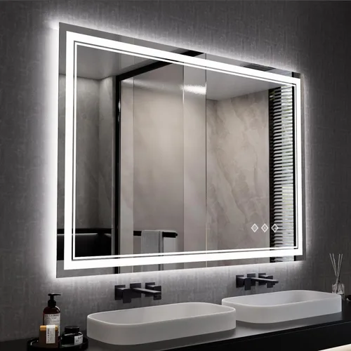 Vista 29 de Espejo LED para baño de 20 x 28 pulgadas con frente degradado y luz LED, espejo retroiluminado para baño, 3 colores, CRI > 90, espejo de baño