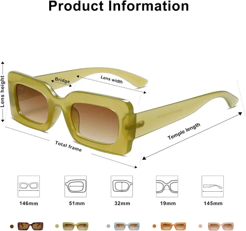 Vista 4 de SOJOS Retro 90s Nude Rectangle Sunglasses For Women Trendy Chunky Glasses Pebble SJ2160