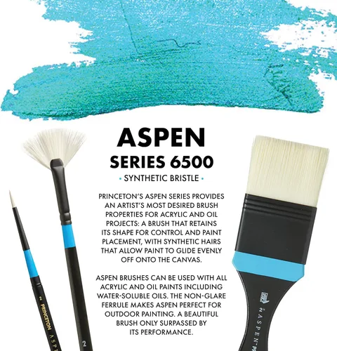 Vista 2 de Princeton Artist Brush Co. Aspen Series 6500 – Cepillo redondo de viaje de mango corto 2 – Pincel redondo sintético para pintura al óleo y acrílico