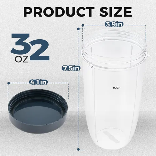 Vista 37 de Vasos de licuadora de repuesto para licuadora Nutribullet de 18 onzas con tapa, compatible con Nutribullet 600 W 900 W licuadora exprimidor