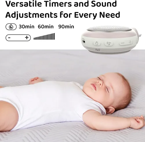 Vista 4 de Moonybaby Máquina de sonido portátil, calmante para el sueño del bebé, 9 sonidos calmantes, ruido blanco, silencio, terapia de sonido y cancelación