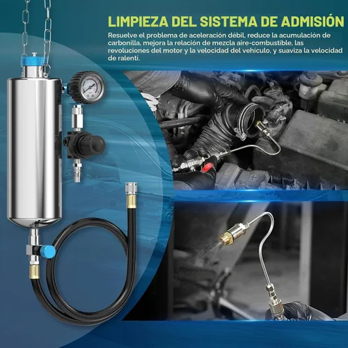 Vista 4 de PLAYOCCAR Kit limpiador de inyector de combustible 1000ML 150PSI sin