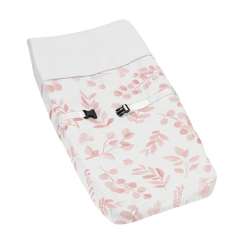 Vista 8 de Sweet Jojo Designs Funda para cambiador de bebé, diseño de hojas florales, color verde y blanco, bohemio, acuarela, bosque, tropical, jardín tropical