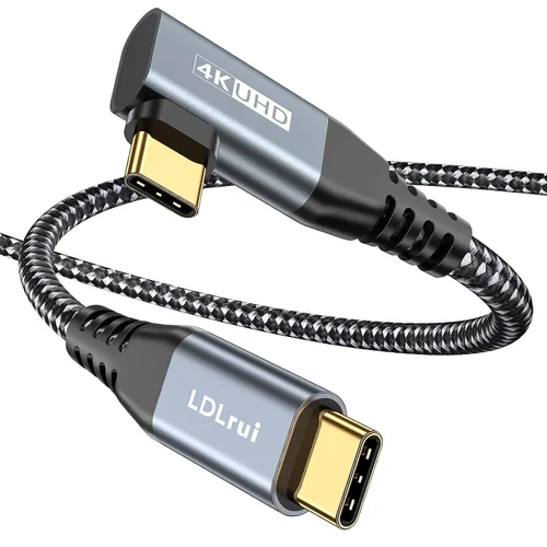 Vista 19 de LDLrui Cable de monitor USB C, pantalla 4K 60HZ, ángulo recto de 1 pie, transferencia de datos de 20 Gbps, carga de 100 W, cable de video USB 3.2
