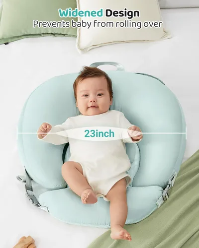 Vista 6 de Almohada de lactancia para lactancia materna, almohada de alimentación desmontable 3 en 1 con cojines de apoyo extraíbles, elevación suave para Verde