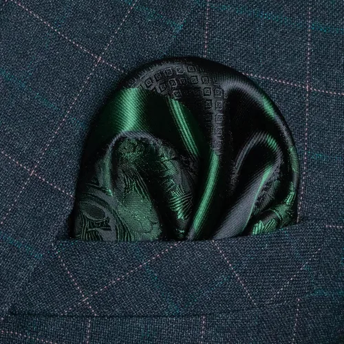 Vista 2 de JEMYGINS Conjunto de corbata floral y clip de corbata cuadrado de bolsillo para hombre