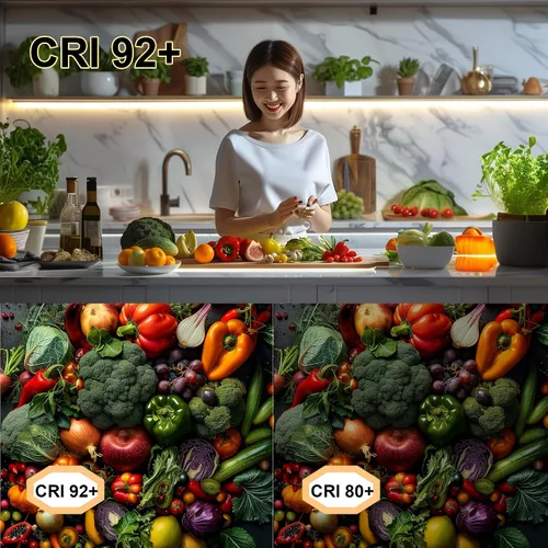 Vista 4 de COB - Tira de luz LED de 24 V, blanco cálido de 2700 K con atenuador y fuente de alimentación, 0.315 in de ancho, CRI 92+, tira de luces LED