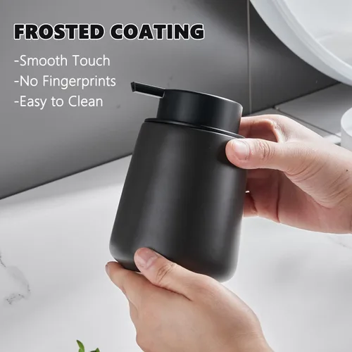 Vista 2 de Dispensador de jabón de manos de espuma de 12 onzas, dispensador de jabón espumoso negro para baño con bomba fácil de presionar, dispensador