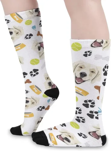 Vista 3 de FunnyStar Smiling Dog Golden Retriever - Calcetines de compresión hasta la rodilla para mujeres y hombres, para ocio de fiesta