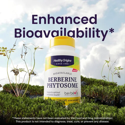 Vista 4 de Healthy Origins Fitosoma de berberina 550 mg, 120 cápsulas vegetales - Extracto de Berberis Aristata biodisponible - Apoya la salud metabólica