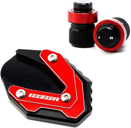 Vista 6 de Moto Kickstand Soporte lateral ampliar placa de almohadilla y tapas de aire de válvula de neumático para Suzuki para GIXXER 250 SF para GIXXER 150