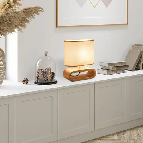 Vista 5 de Lámpara de Mesa, Lámpara de Mesita de Noche Tradicional, Lámpara de Escritorio, Lámpara Geométrica con Sombra para Sala de Estar, Dormitorio