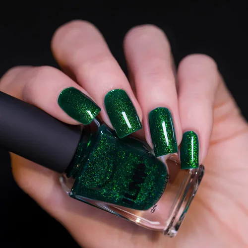 Vista 3 de ILNP Good Fortune - Esmalte de uñas verde esmeralda radiante con brillo