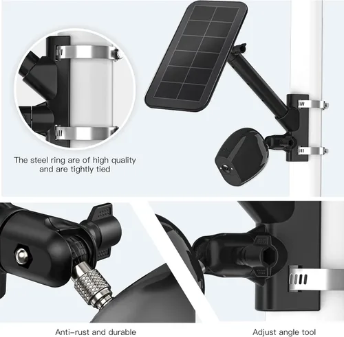 Vista 6 de Soporte de montaje de poste 2 en 1 para panel solar Arlo/Arlo Pro 3/Arlo Ultra1&2/Arlo Essential/Arlo Pro 4/eufyCam Accesorios de montaje al aire
