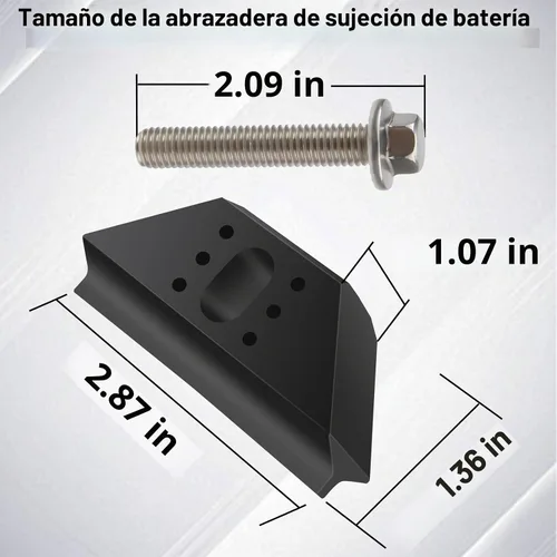 Vista 2 de Garra de batería base, sujetador de batería con kit de pernos de acero inoxidable 304, compatible con modelos seleccionados