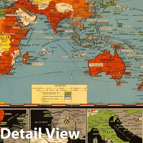 Vista 2 de Mapa histórico - Nuevo mapa de la guerra mundial de eventos fechados. Segundo frente de 1942. - Arte de pared vintage - 24 x 18 pulgadas