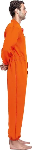 Vista 4 de Spooktacular Creations Mono naranja de prisión para hombre, disfraz de prisión para adultos para disfraces de Halloween con etiqueta de nombre
