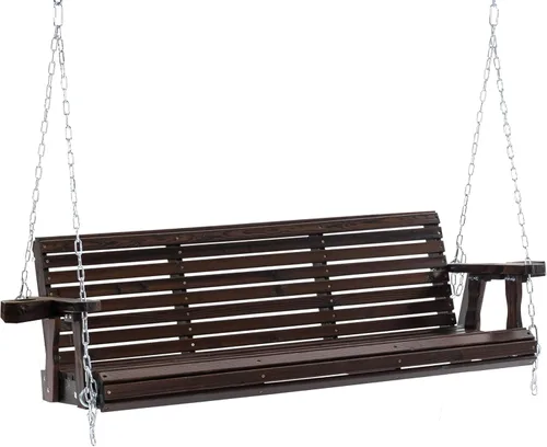 Vista 9 de Finnhomy Marco de columpio para porche de 880 libras, soporte estable de madera con tablero de conexión inferior adicional, marco de columpio